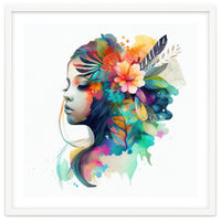 Watercolor Tropical Woman #14
