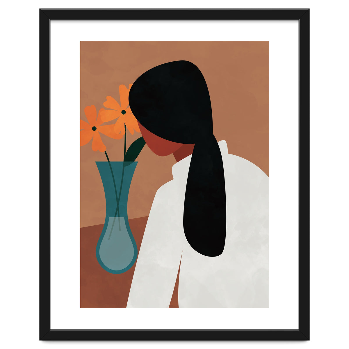 Modern Boho Woman with Flowers