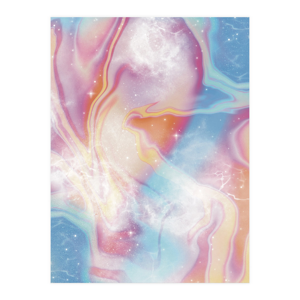 Pastel Pink Blue Space Marbling (Print Only)