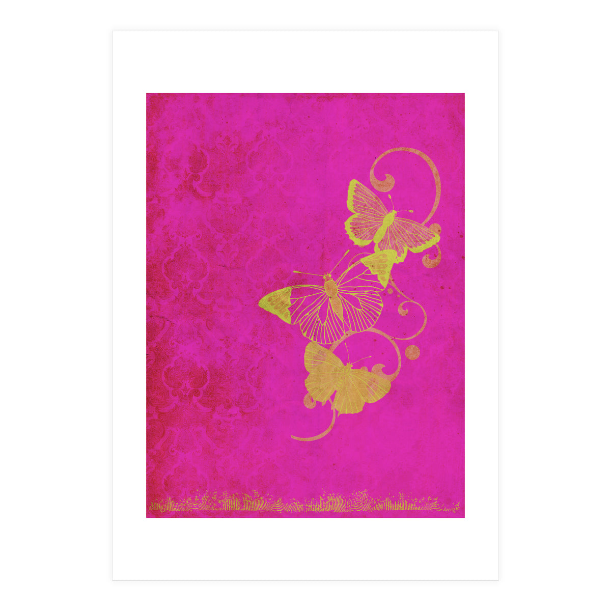 Yellow Butterflies on Pink (Print Only)