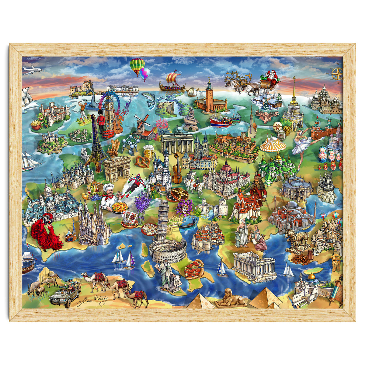 European World Wonders Illustrated Map