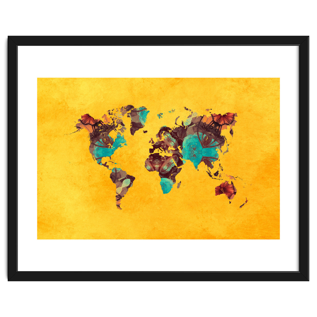 world map yellow art