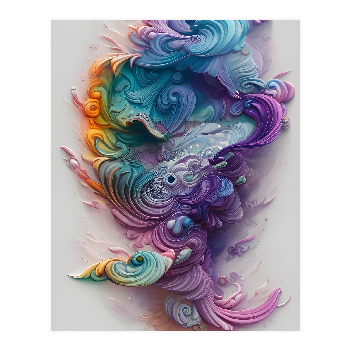 Wavy Rainbow Pastels AI Art (Print Only)