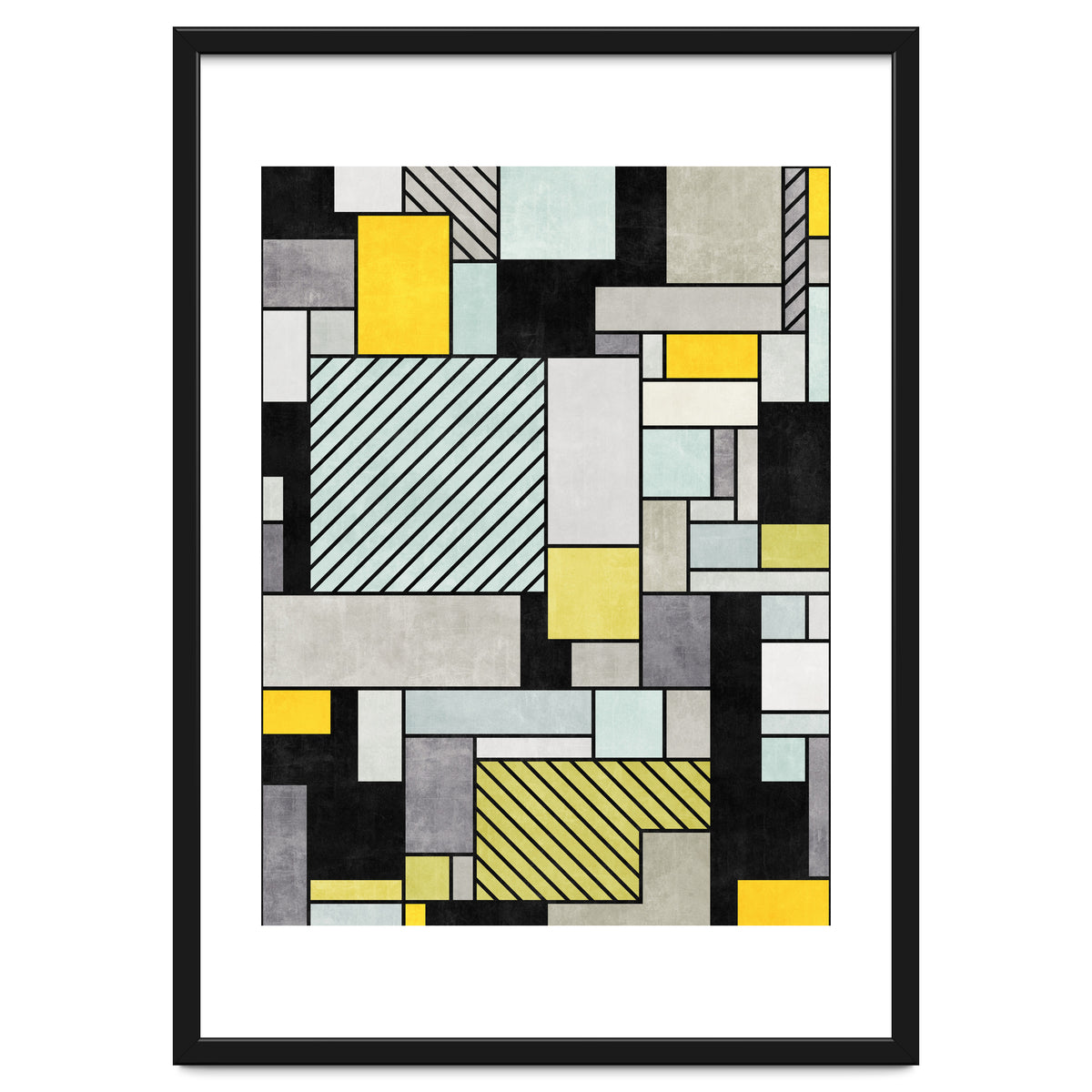 Random Concrete Pattern - Yellow, Blue, Grey