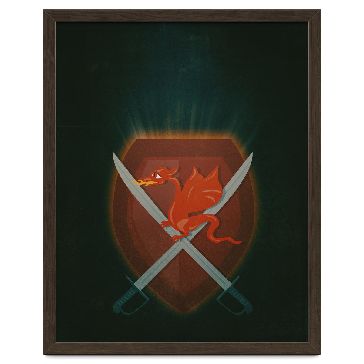 Heraldic dragon and cutlasses