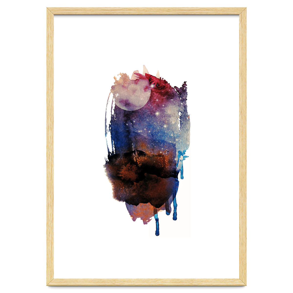 Abstract watercolour red moon