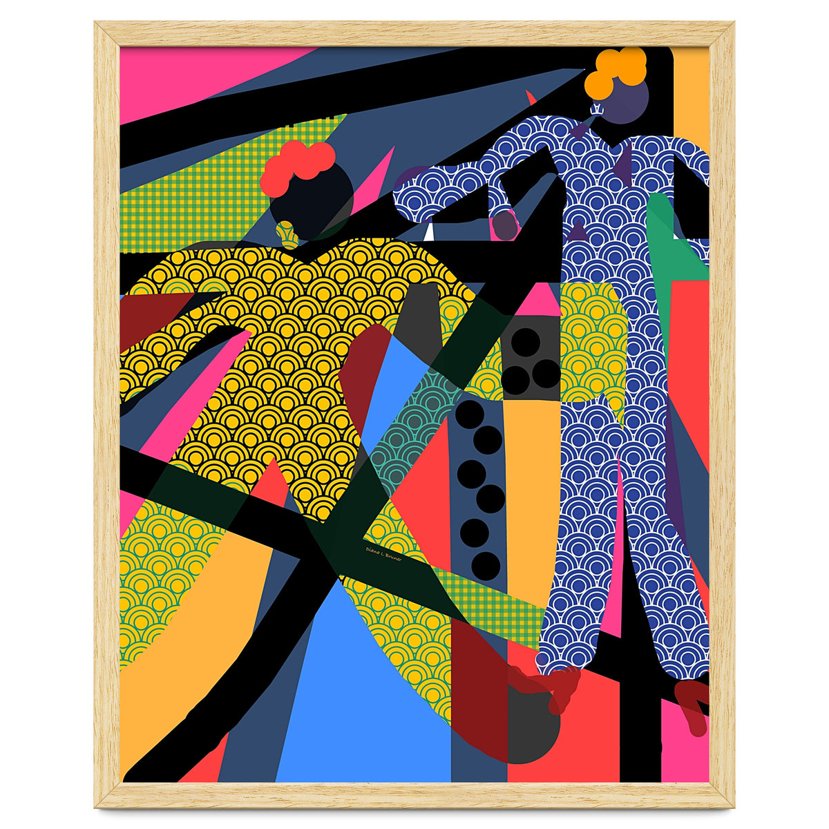 LADIES WEARING YELLOW AND BLUE PATTERNS