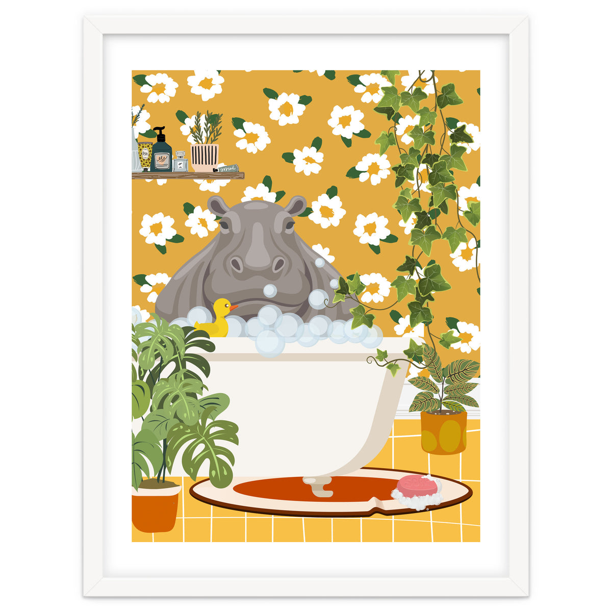 Hippo Taking a Bubble Bath