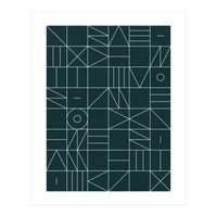 My Favorite Geometric Patterns No.8 - Green Tinted Navy Blue (Print Only)