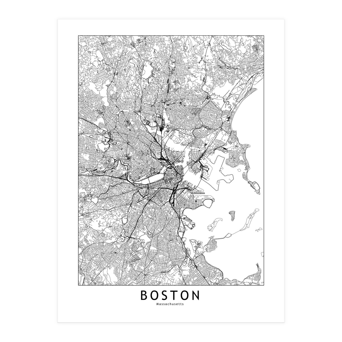Boston White Map (Print Only)