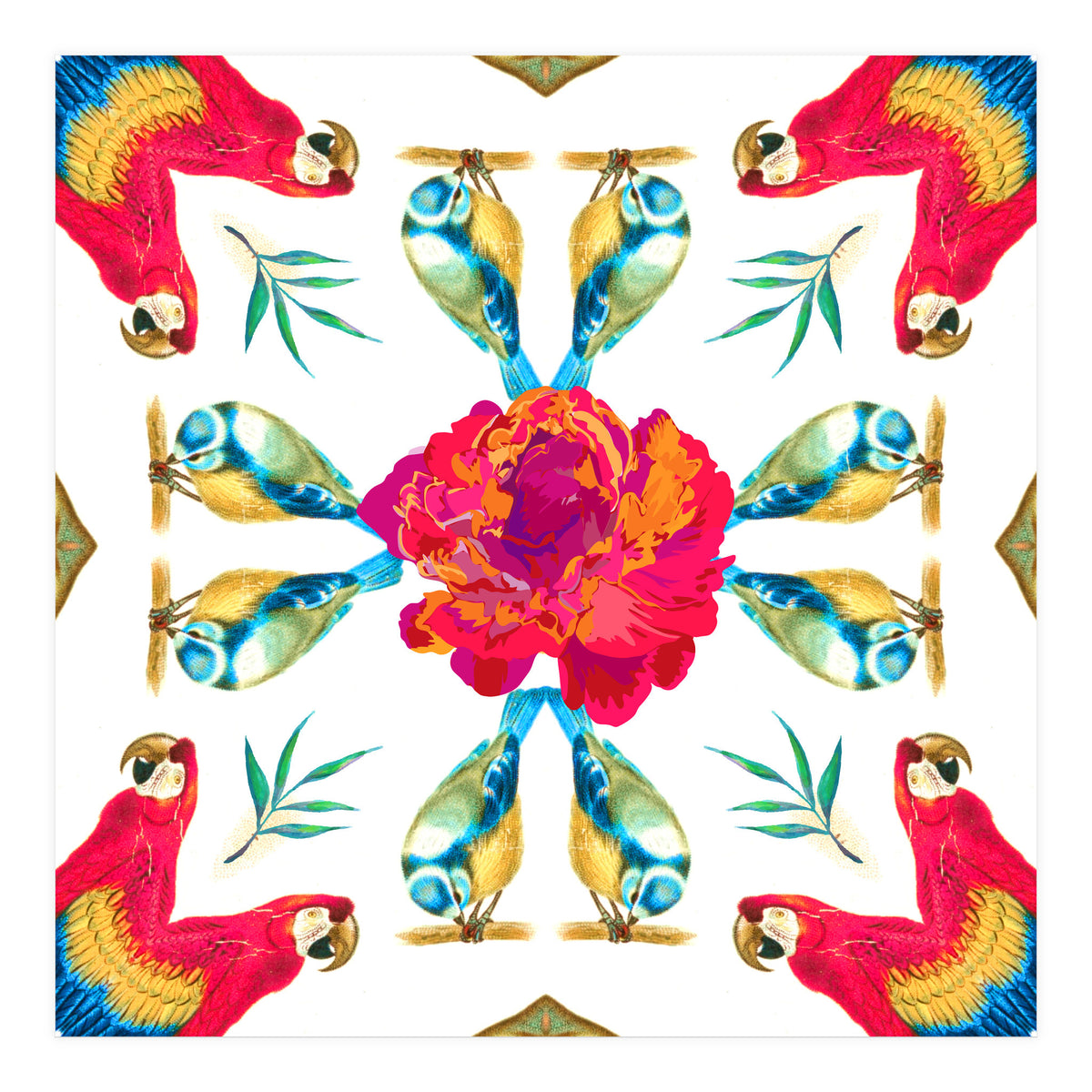 Tropical Scarlet Macaw Mandala (Print Only)