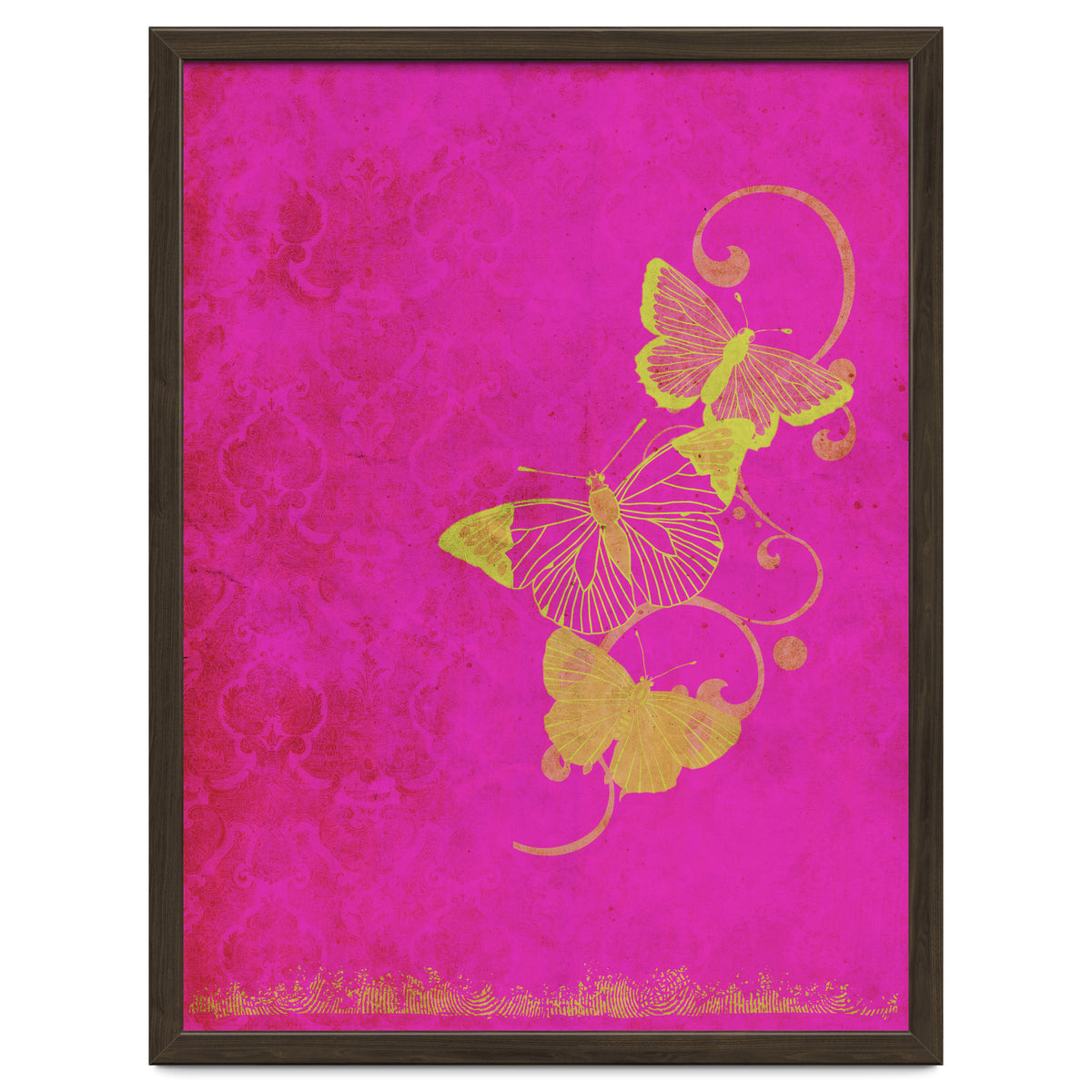 Yellow Butterflies on Pink