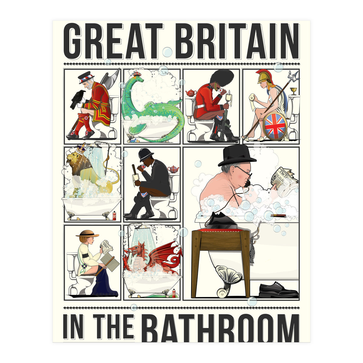 Great Britain in the Bath, Funny Bathroom Humour (Print Only)