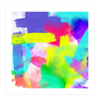 Abstract Stripes Neon Artistic Watercolor Pattern (Print Only)