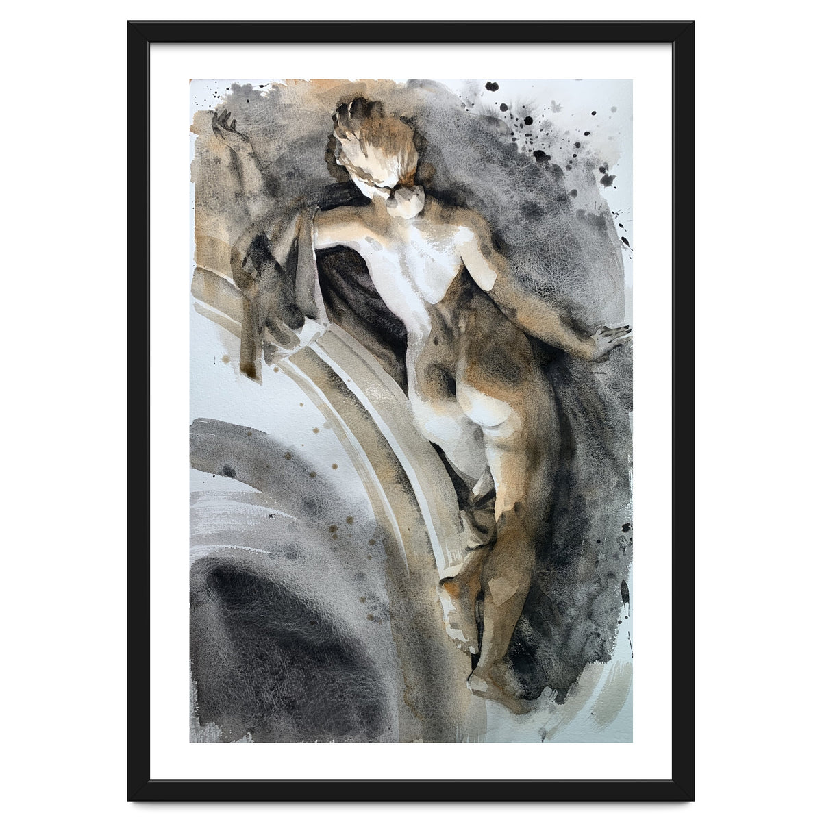 Antique sculpture of a naked girl from behind