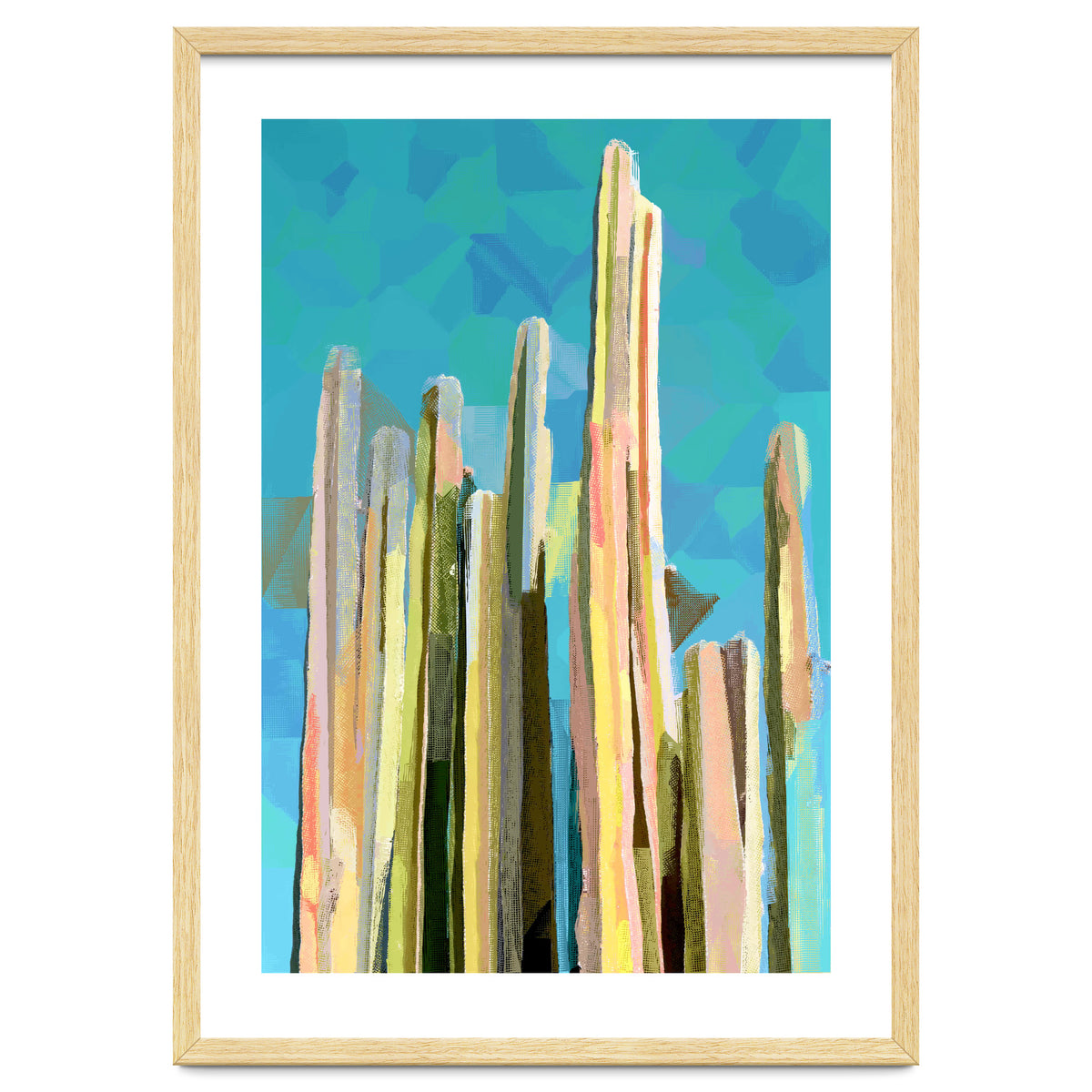 Desert's Rose, Summer Cactus Abstract Pastel Digital Art, Nature Botanical Color Sketch Plant Drawing