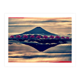 Reflection on Mount Fuji with cherry trees. (Print Only) thumbnail