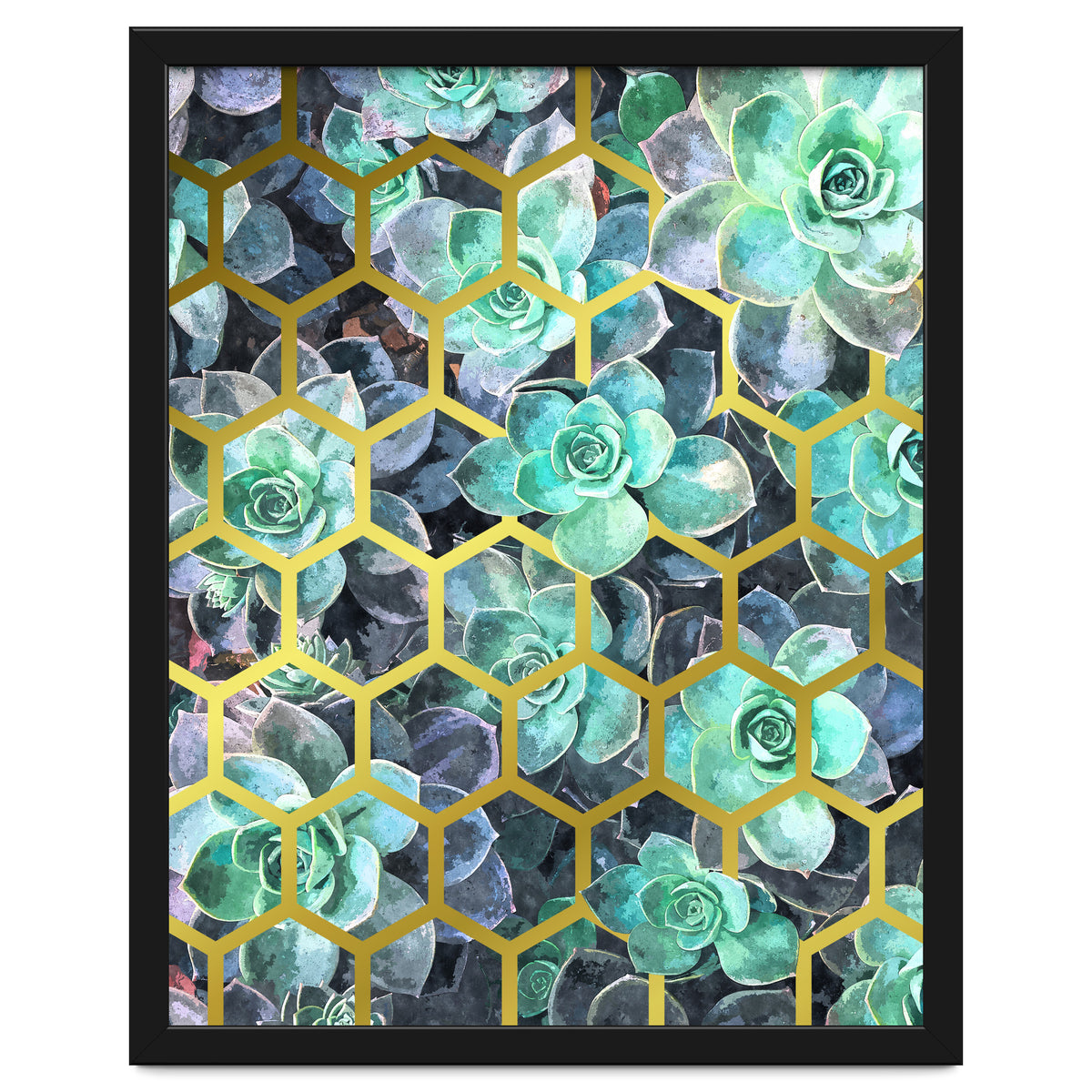 Succulents and Gold Geometric