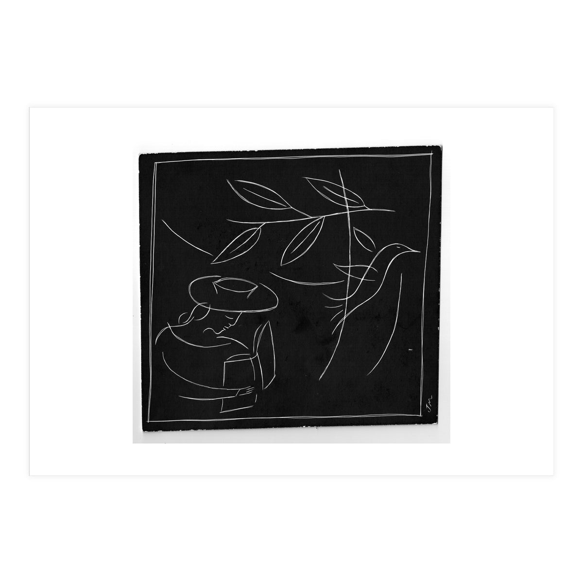 Woman With Bird And Book (Print Only)