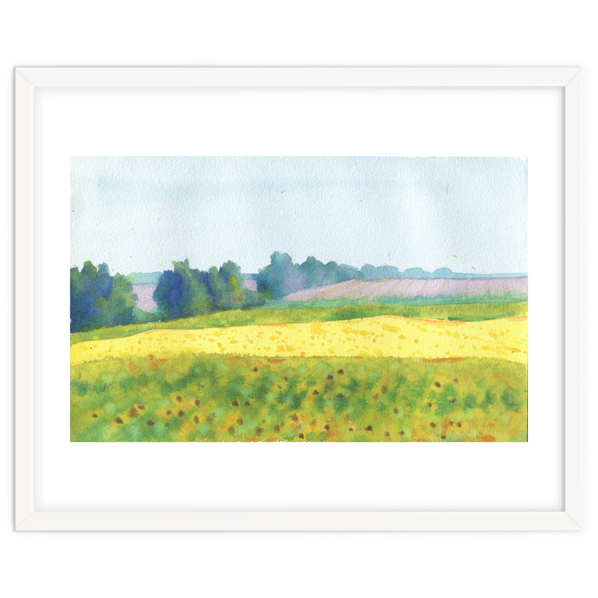 Field landscape. Watercolor