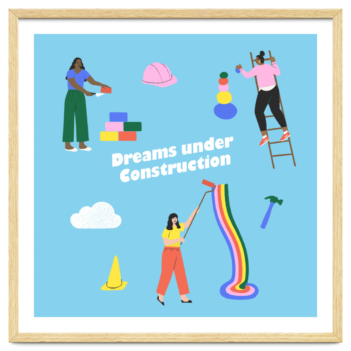 Dreams Under Construction Square Blue