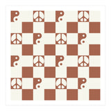 Checkered Peace Symbol & Yin Yang Pattern \\ Beige & Brown Color Palette (Print Only) thumbnail