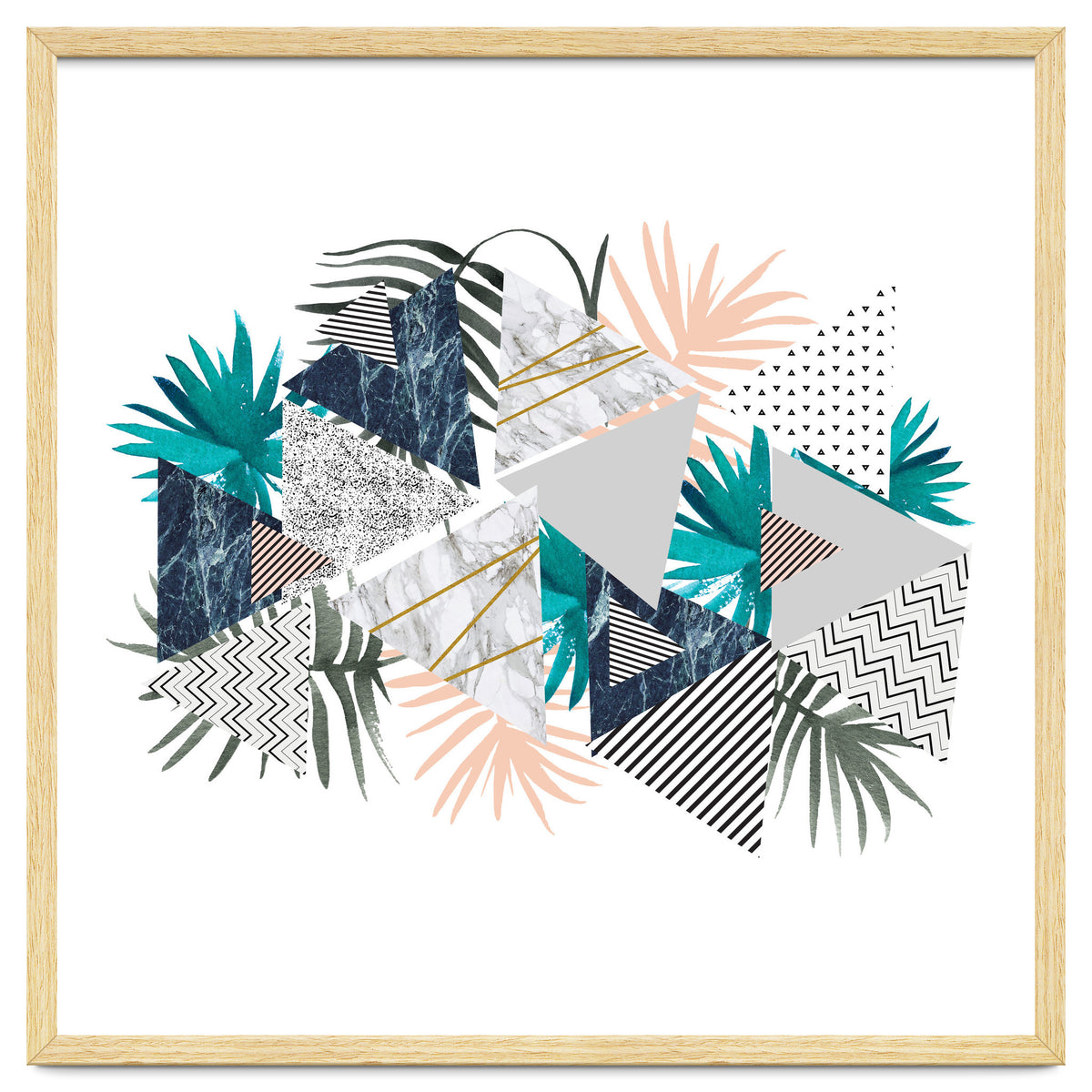 Abstract of geometric patterns with plants and marble I