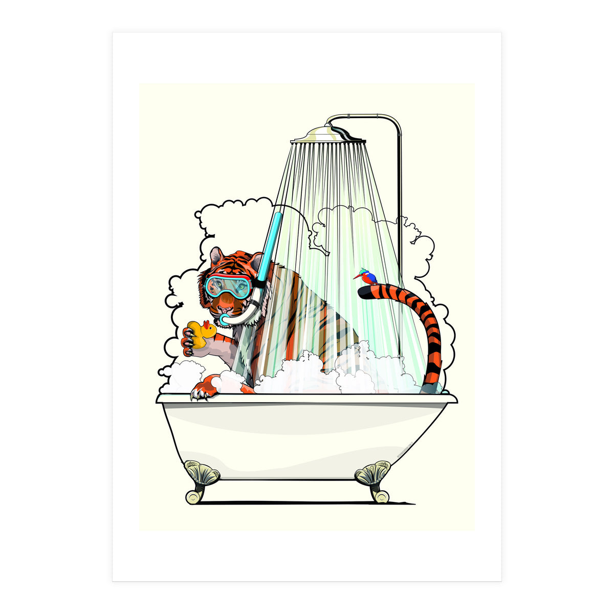 Tiger in the Bath, funny Bathroom Humour (Print Only)