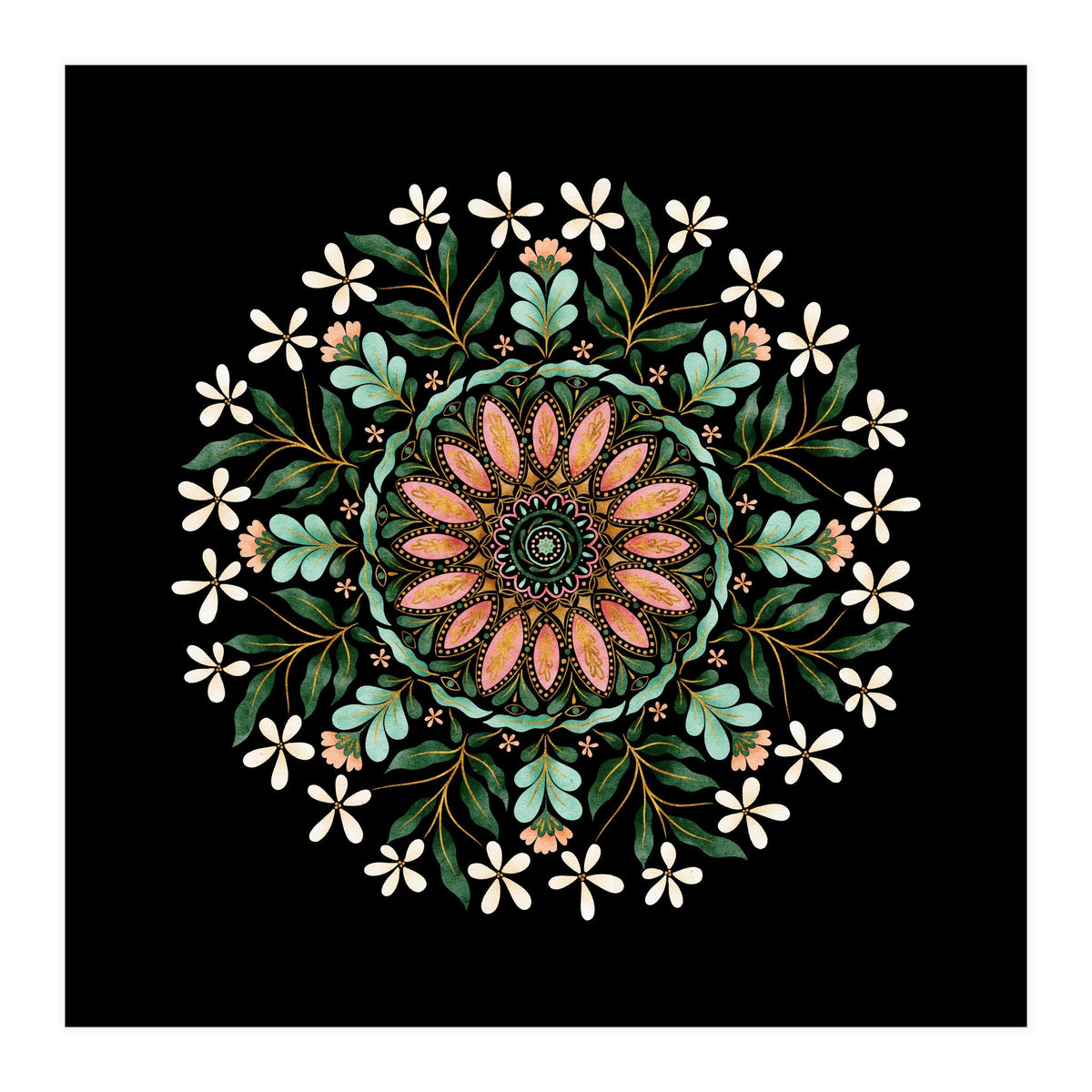 Floral Mandala | Black (Print Only)