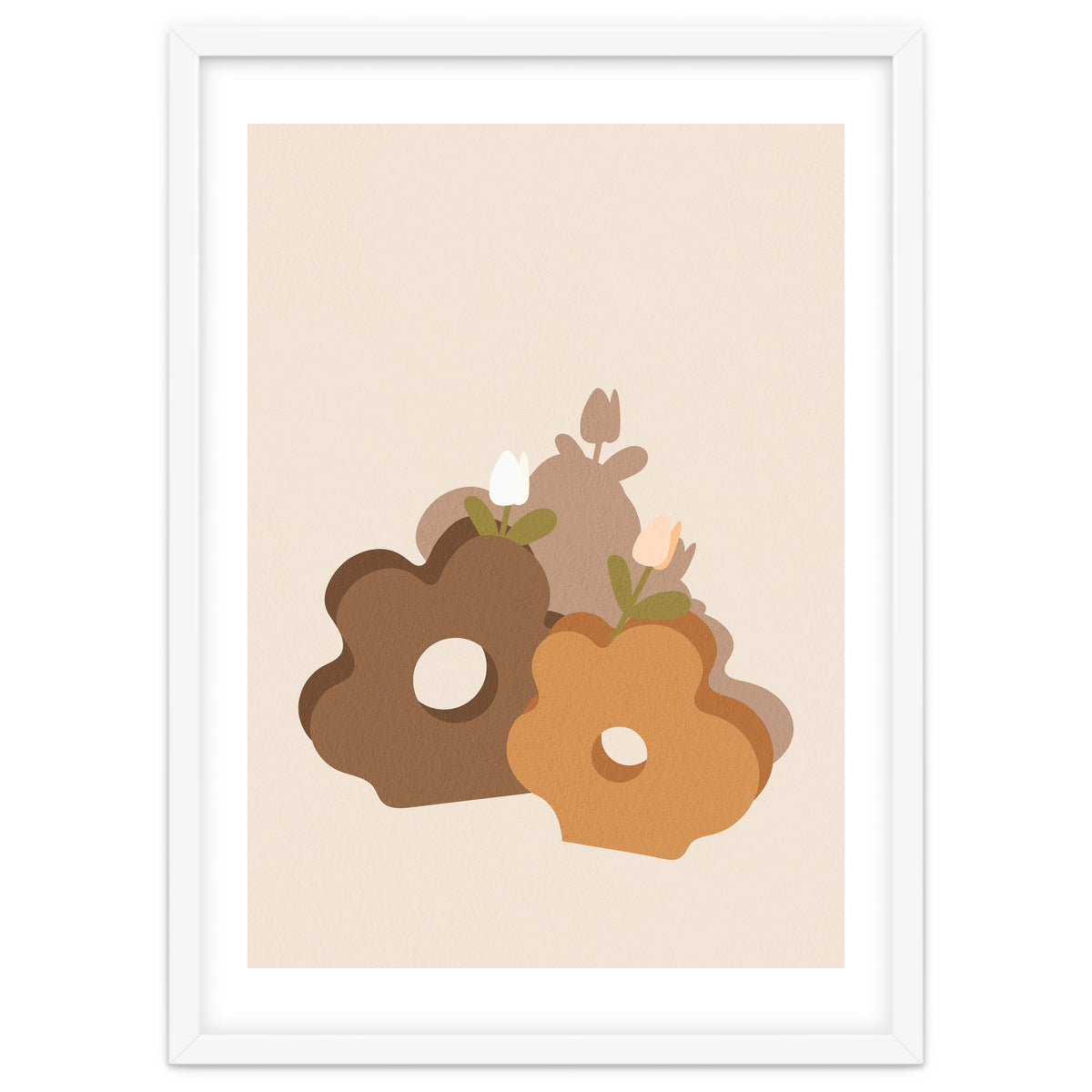 Tulip Flower Boho Neutral Beige