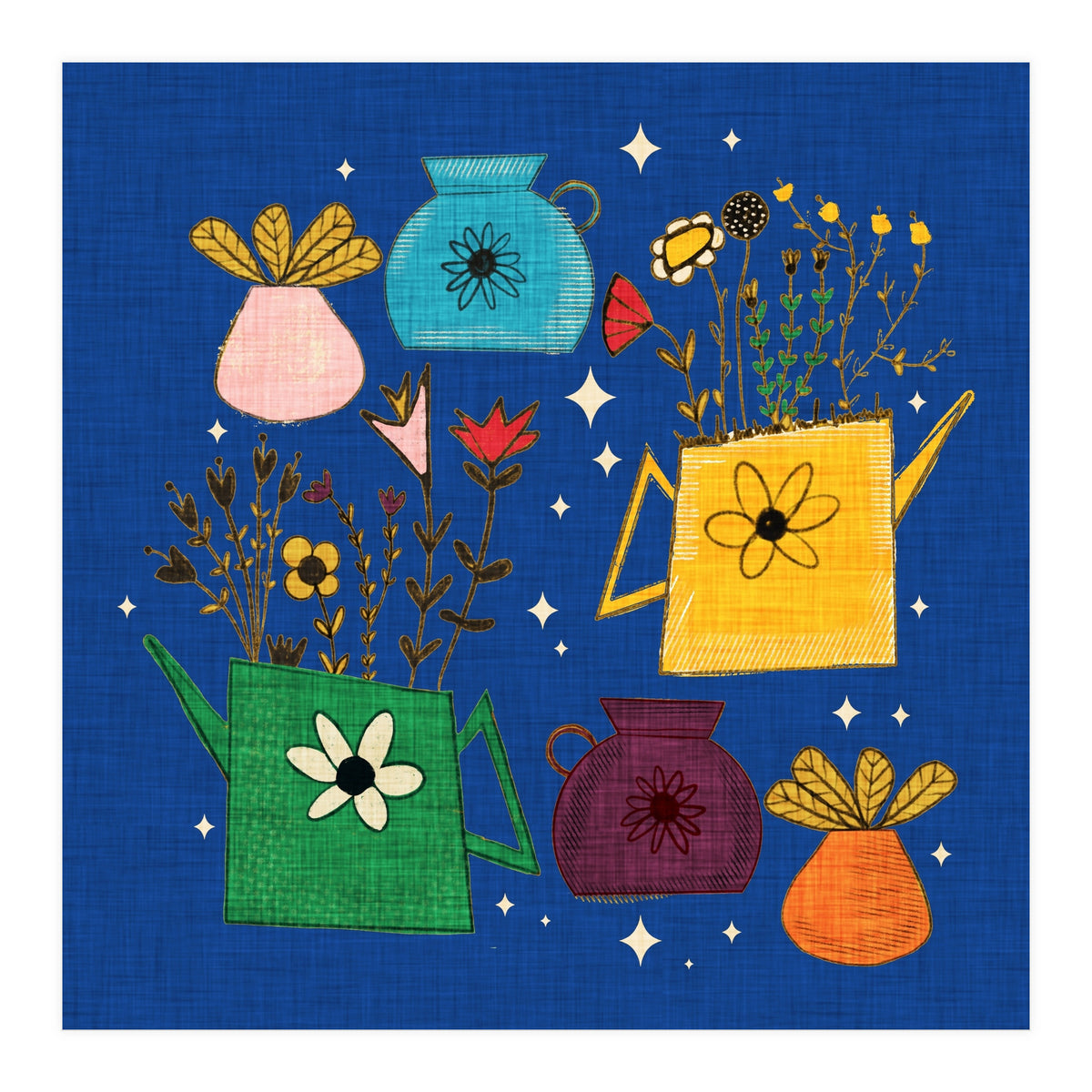 Gardening Dreams Night Blue  (Print Only)