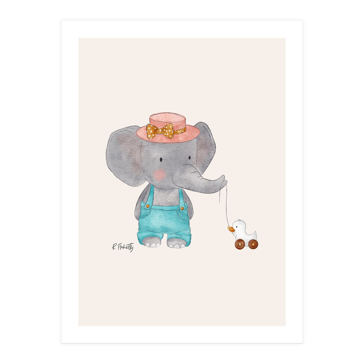 Baby Elephant And Duck (Print Only)