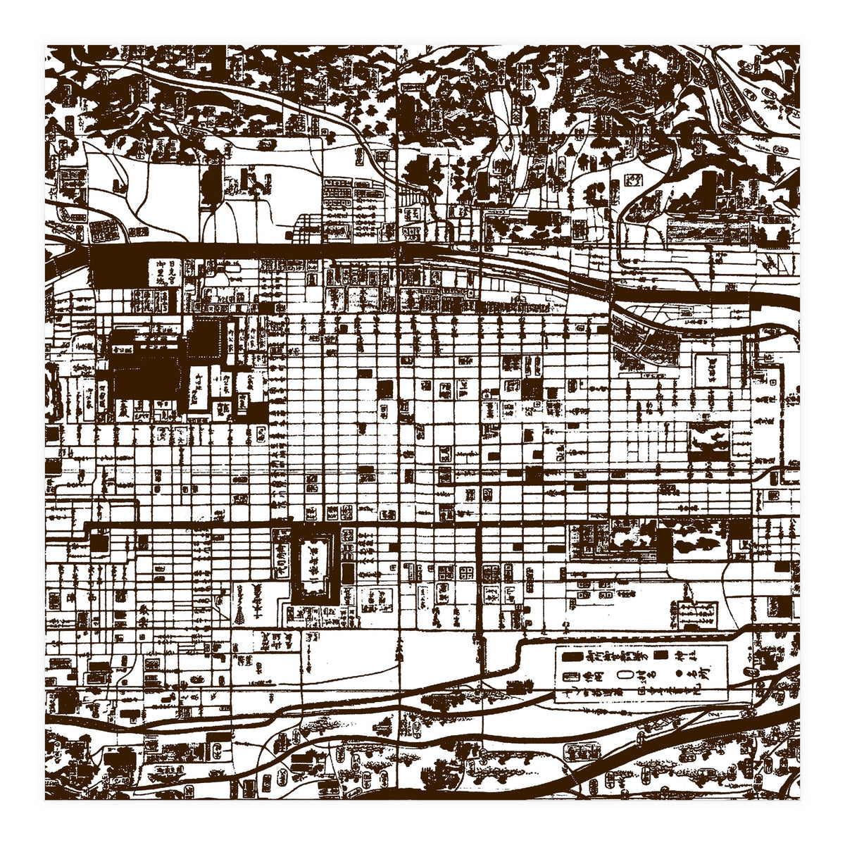 Antique Oriental Town Map  (Print Only)