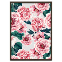 Pattern pink vintage peonies