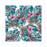 Boho turquoise pink floral watercolor illustration (Print Only) thumbnail