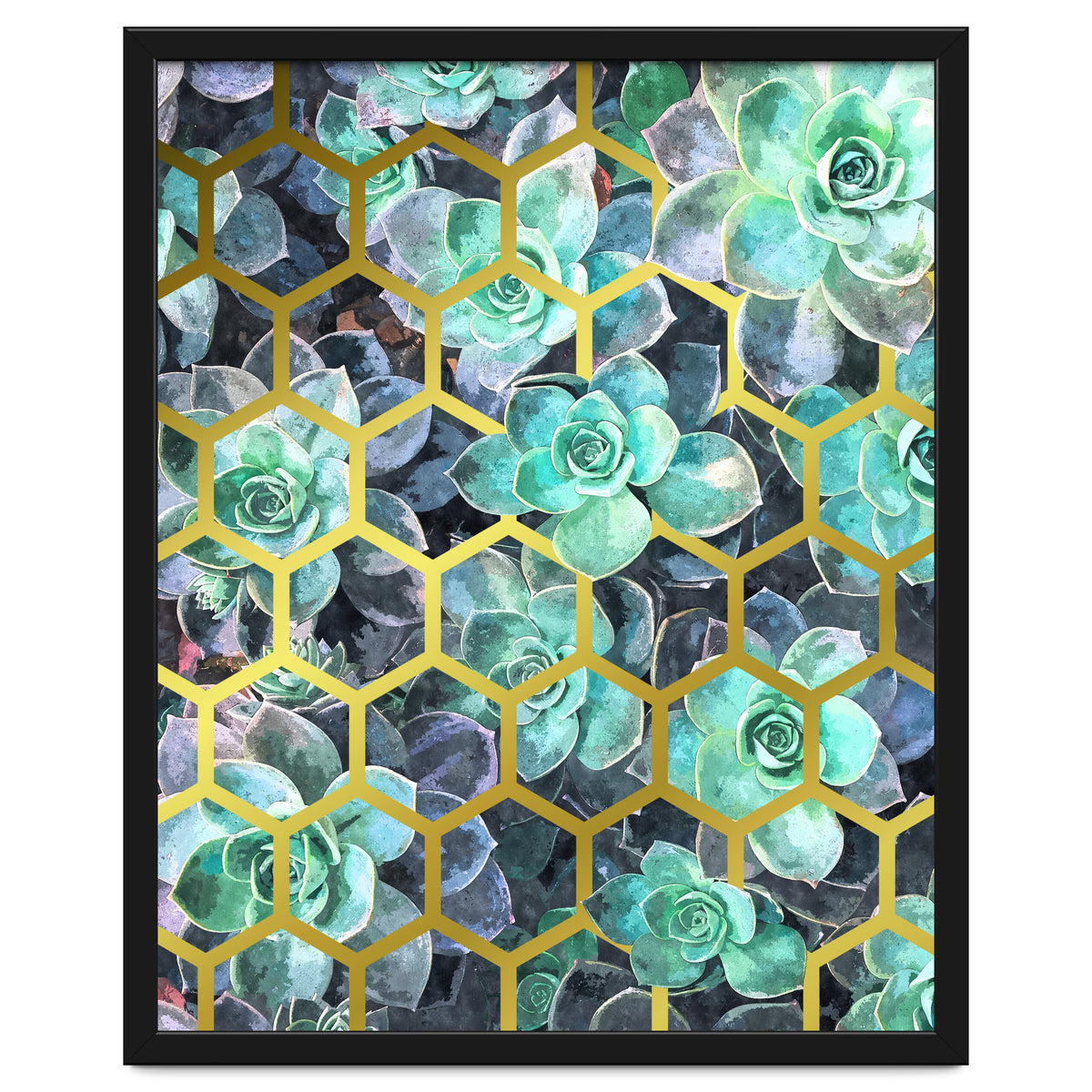 Succulents and Gold Geometric