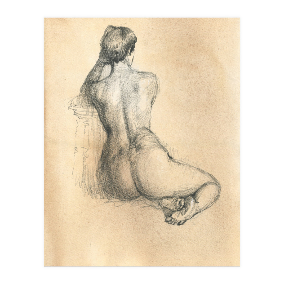 Nude beautiful girl from the back (Print Only)