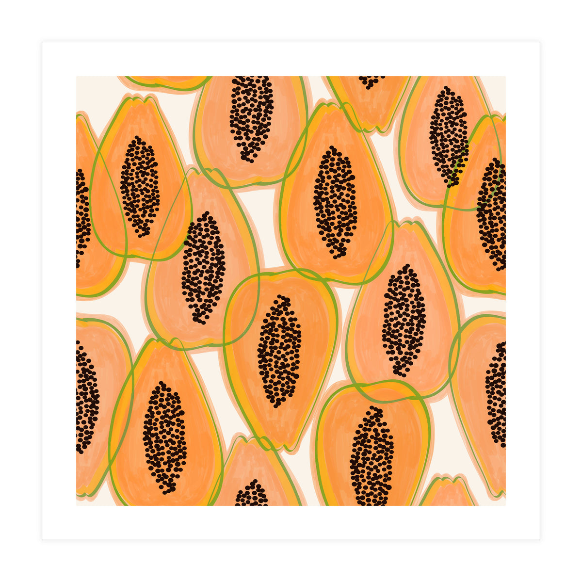 Papaya Cravings | Pastel Watercolor Tropical Fruit Food Painting | Juicy Sweet Illustration (Print Only)