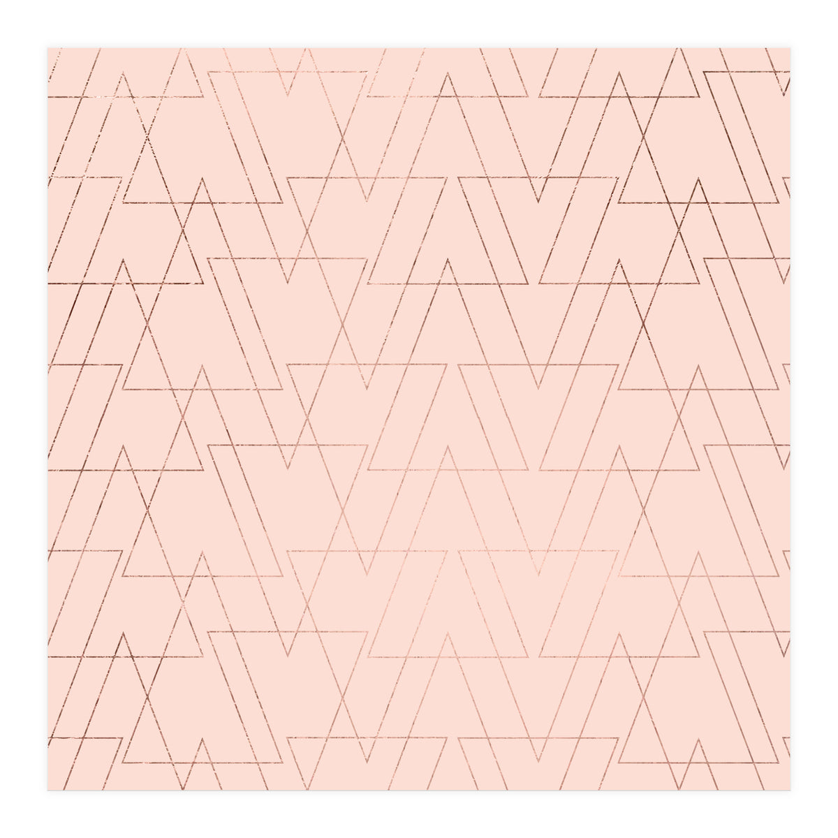 Modern Rose Gold Geometric Thin Triangles Blush Pink Abstract Pattern (Print Only)