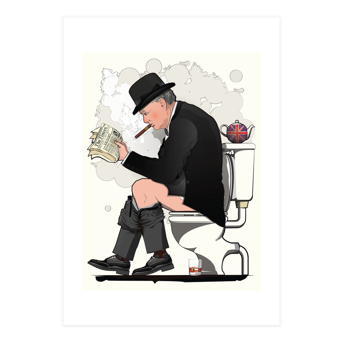 Churchill on the Toilet, Funny Bathroom Humour (Print Only)