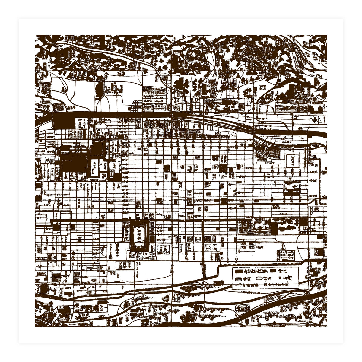 Antique Oriental Town Map  (Print Only)