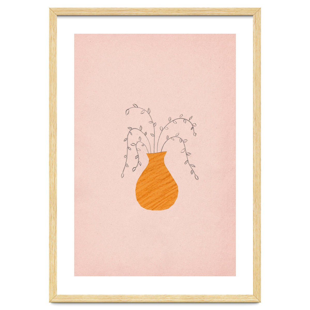 Pink and orange vase and plants