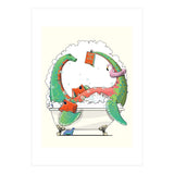 Dinosaur Plesiosaurus in the Bath, funny bathroom humour (Print Only) thumbnail