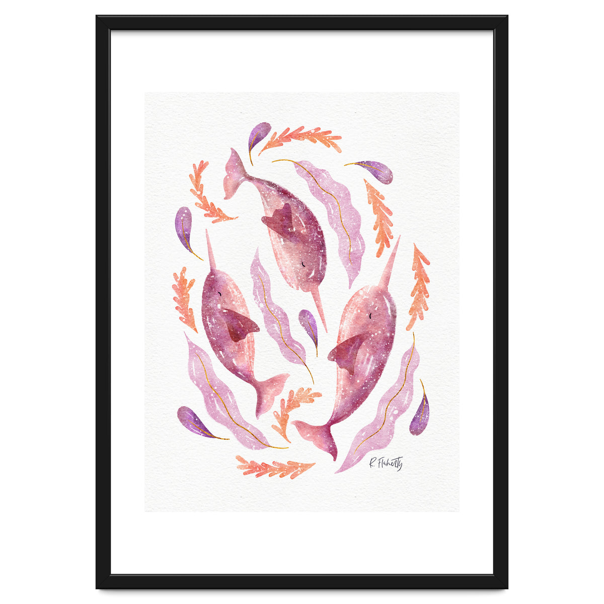 Swirling Narwhals | Pink