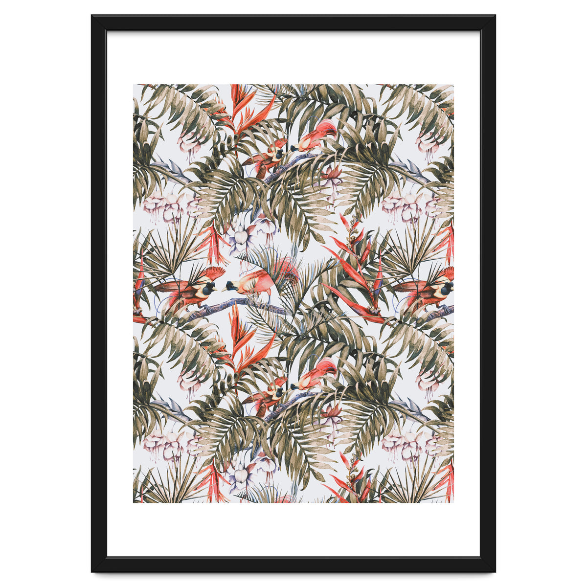 Exotic birds in the jungle paradise