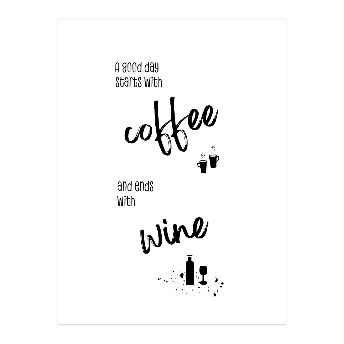 A good day starts with coffee and ends with wine (Print Only)
