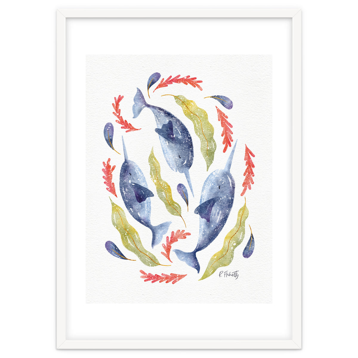 Swirling Narwhals | Blue