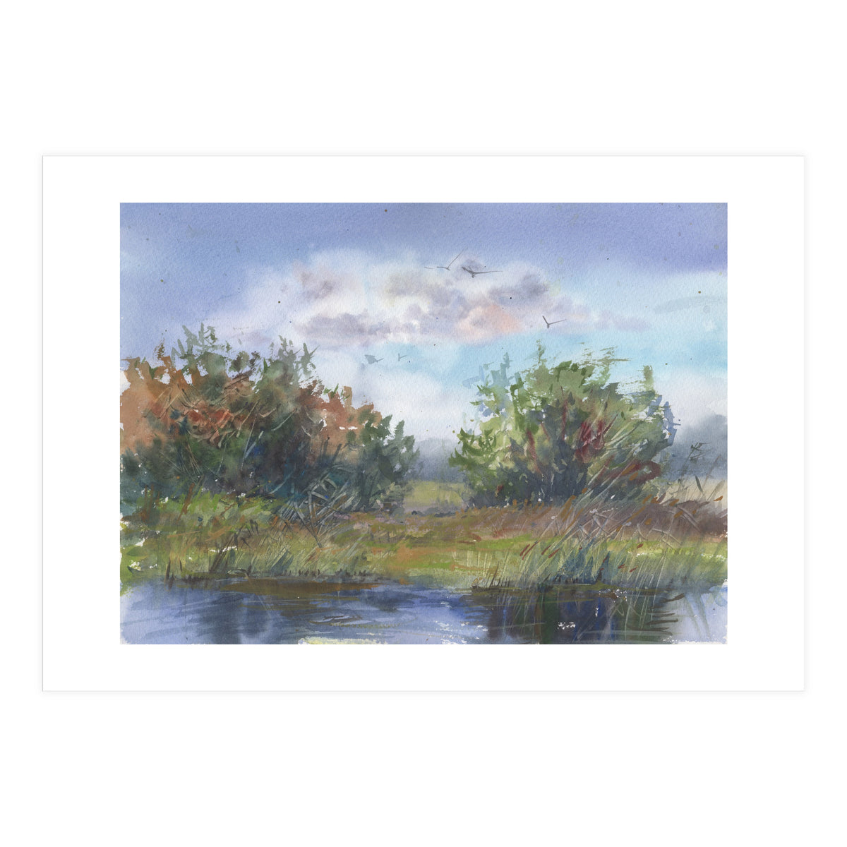 Watercolor Landscape Painting (Print Only)