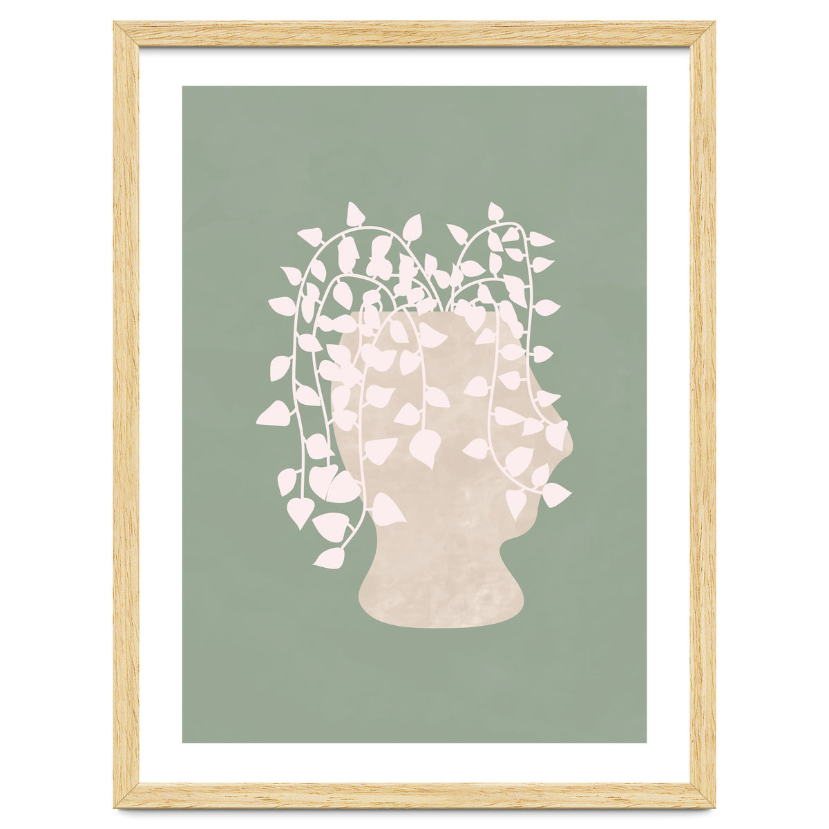 Abstract Potted Figure Sage Green