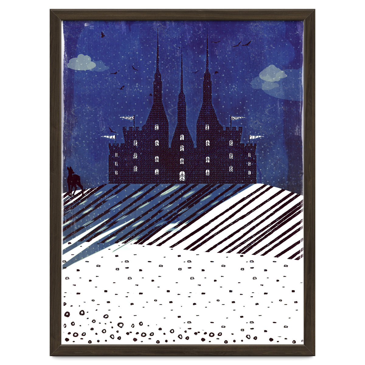 Castle on the hill at night